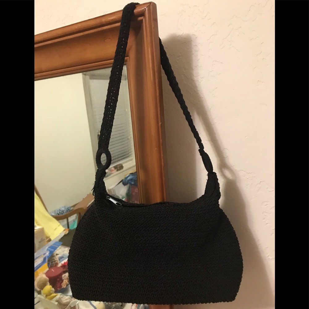 Small Black Crochet Type Handbag EUC